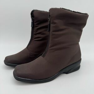 Toe Warmers Michelle Brown Nylon Front Zip Winter Boots Size 9.5